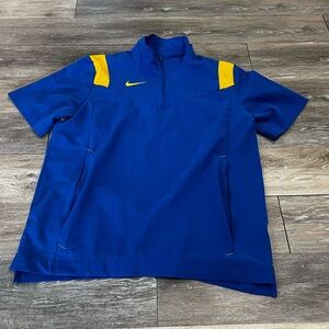 Men’s Nike Coach 1/4 Zip Pullover Top Short Sleeve Mens L Blue Yellow DJ5113